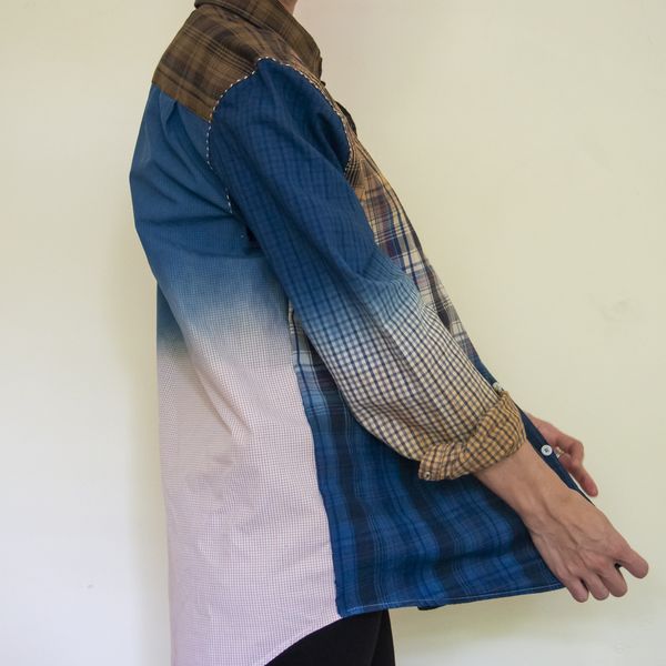 Hand made shirt assembled from pieces of other shirts by Eloise Rapp